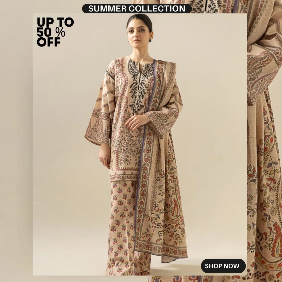 Baroque lawn unstitched 3pc digital printed suit