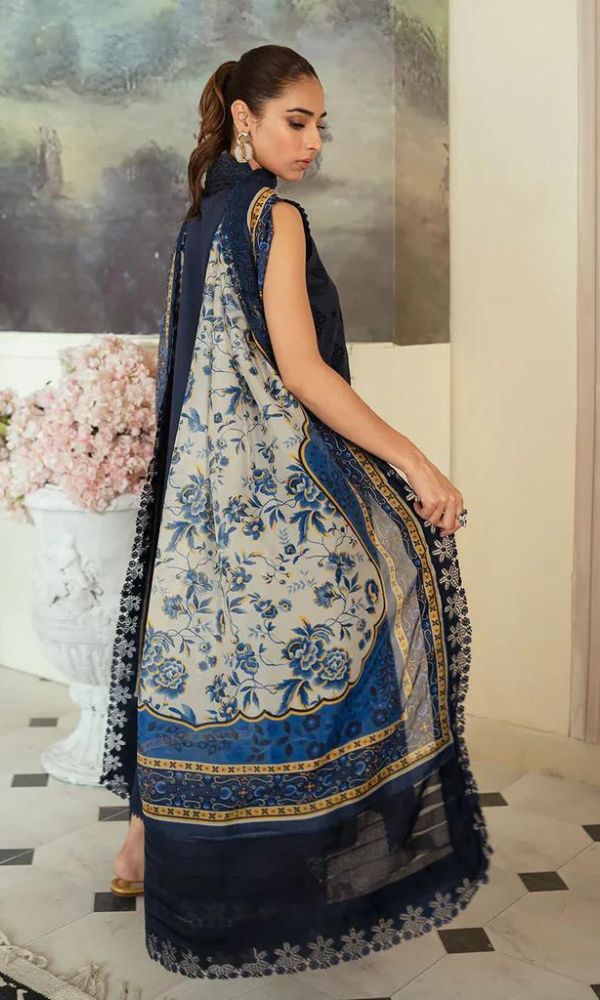 Lawn 3pc chiken kari embroidered suit
