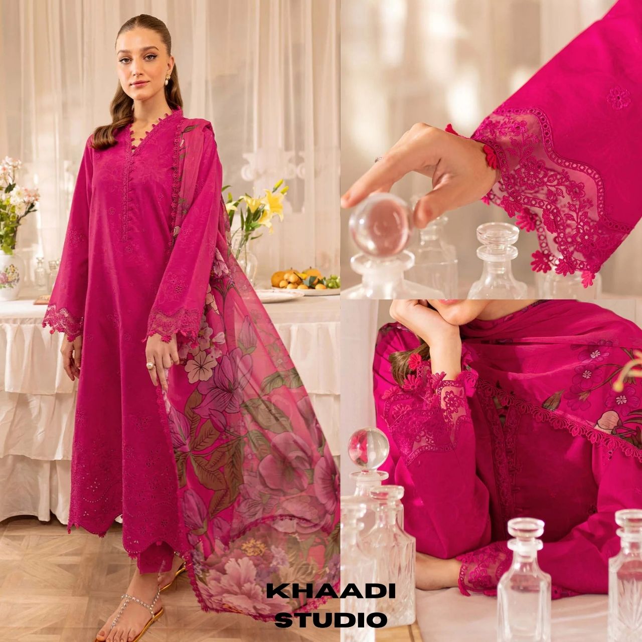 Lawn 3pc unstitched embroidered summer collection suit