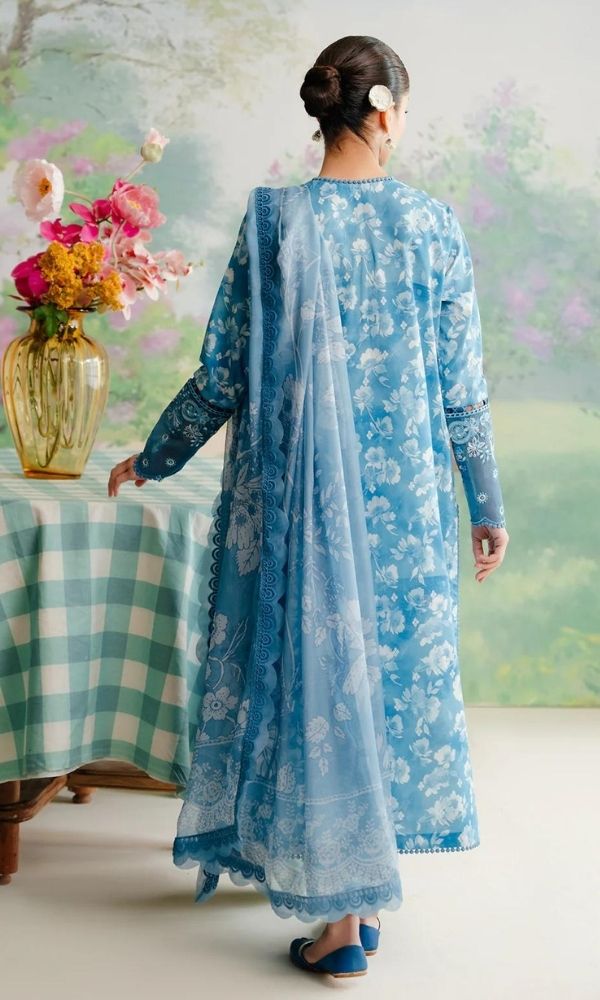 Lawn 3pc unstitched digital printed and embroidered suit with patches