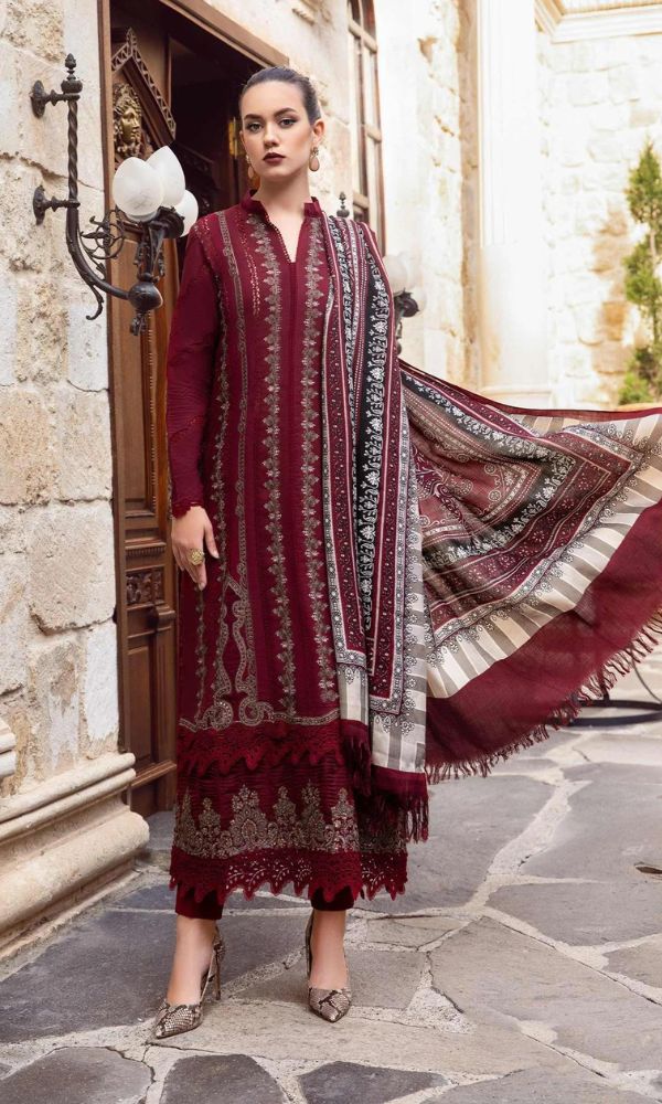 Dhanak 3pc heavy embroidered shirt with wool digital printed shawl