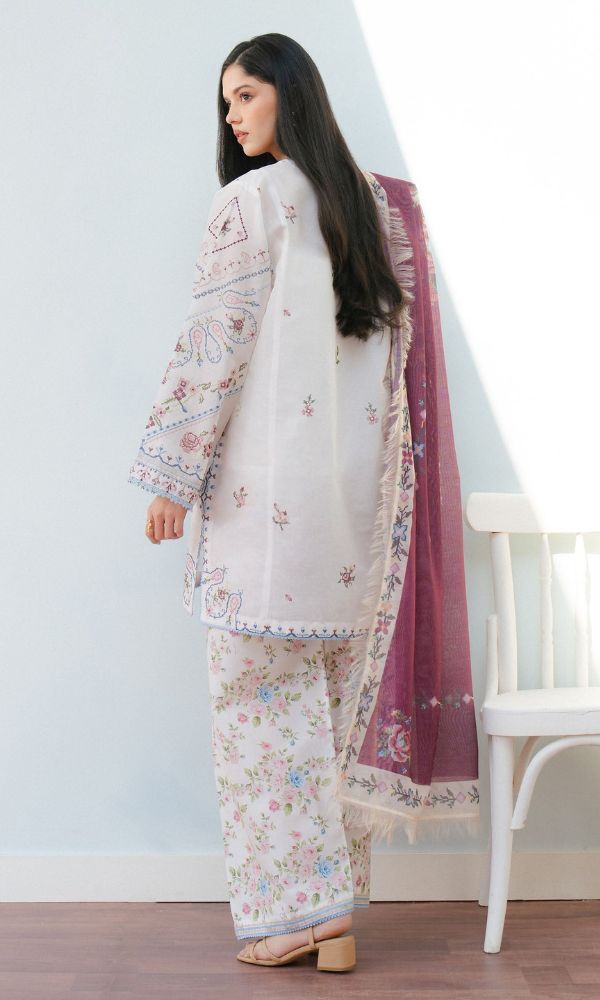 Lawn 3pc unstitched digital printed suit with voil dupatta