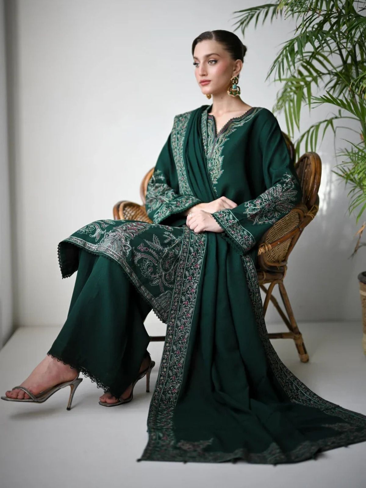 Dhanak 3pc unstitched embroidered winter collection suit