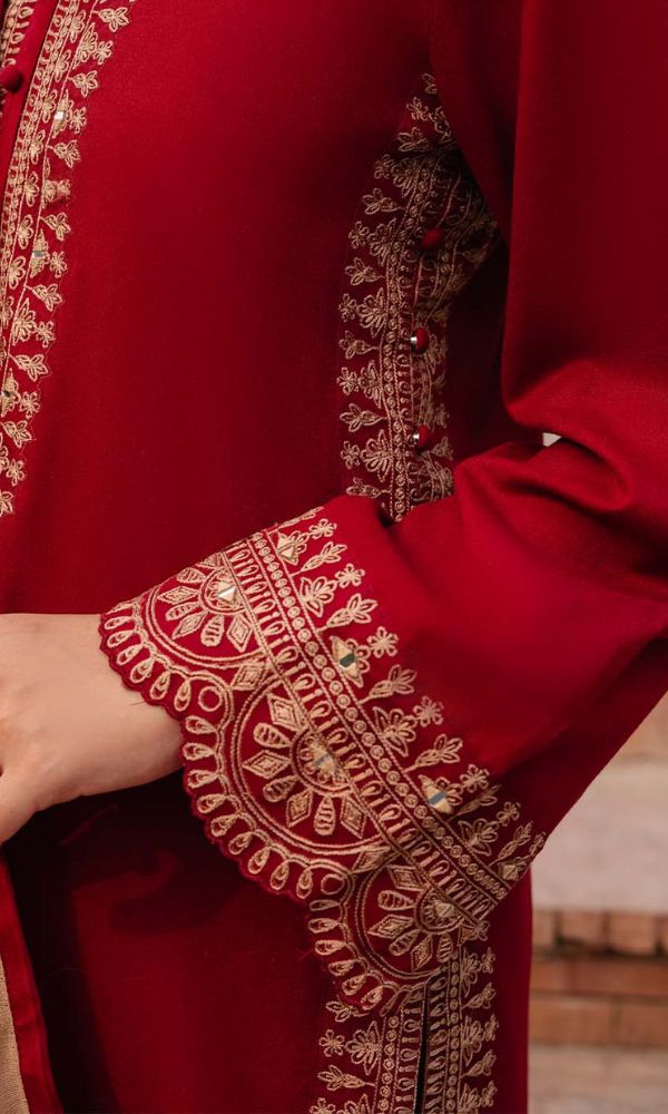 Dhanak 3pc unstitched heavy embroidered suit with heavy embroidered shawl