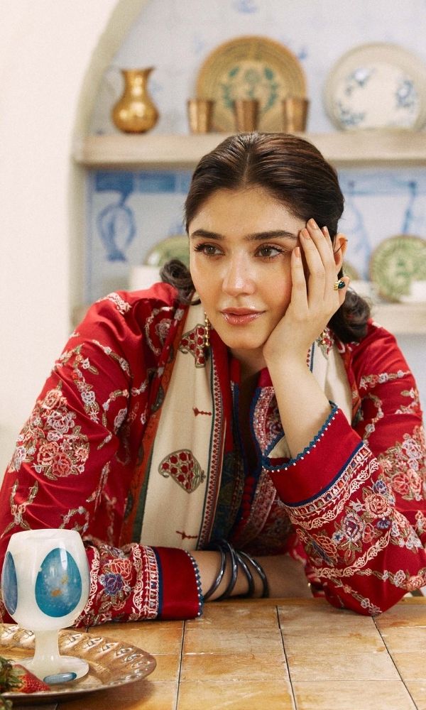 Dhanak 3pc unstitched heavy chiken kari embroidered suit with embroidered trouser