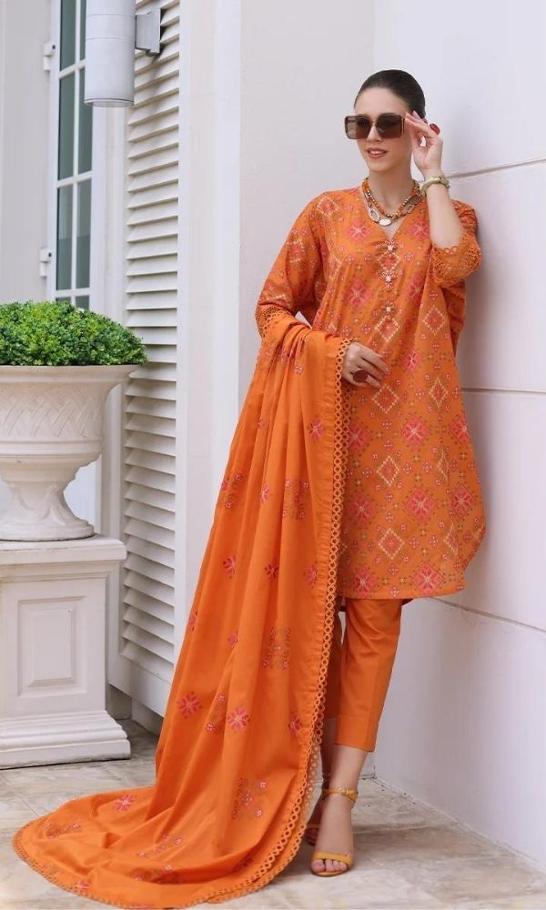 Lawn 3pc unstitched fully embroidered suit