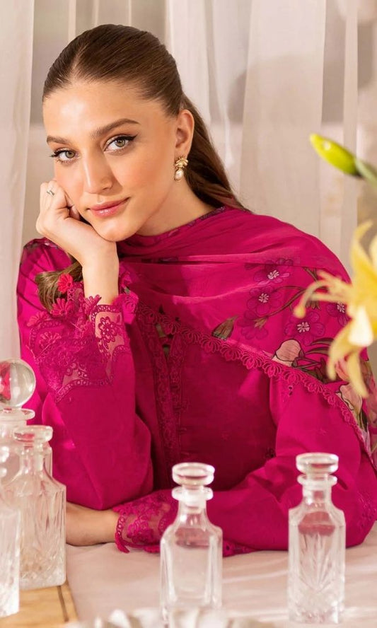 Lawn 3pc unstitched embroidered summer collection suit