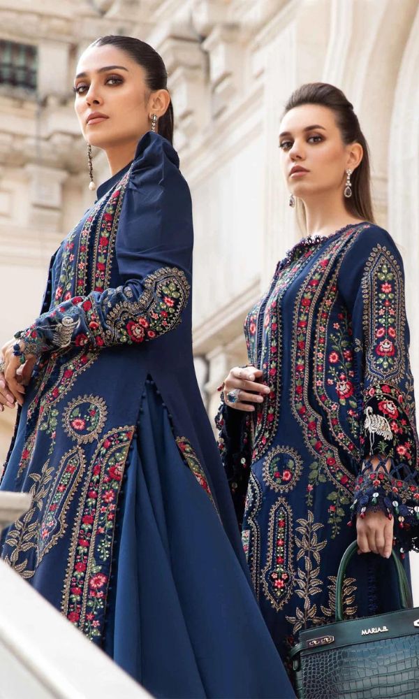 Dhanak 3pc unstitched heavy embroidered suit with velvet work