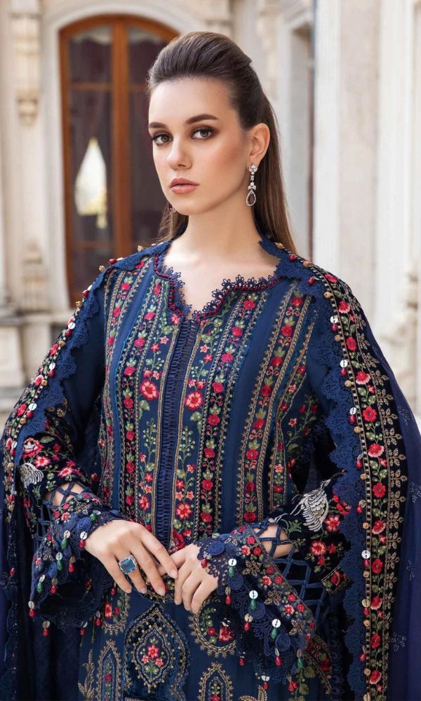 Dhanak 3pc unstitched heavy embroidered suit with velvet work