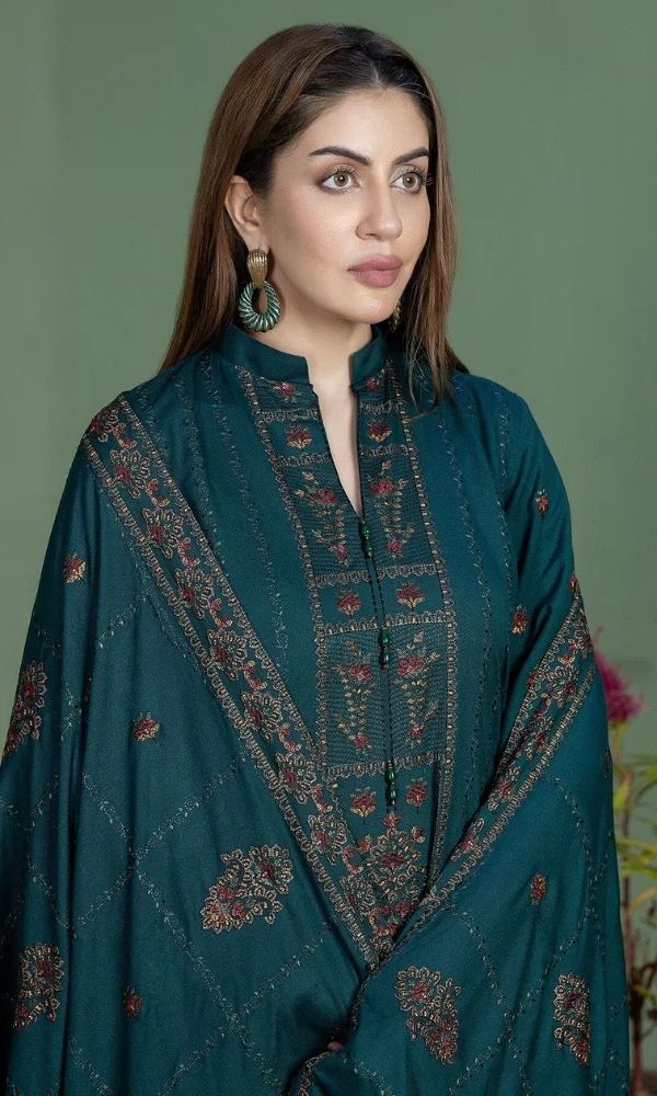 Dhanak 3pc unstitched embroidered winter collection suit