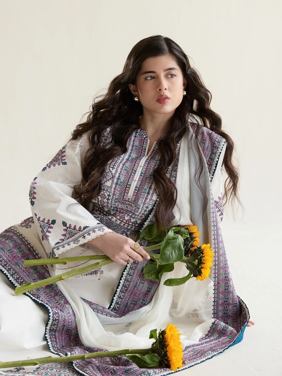 Dhanak 3pc unstitched fully embriodered winter collection suit