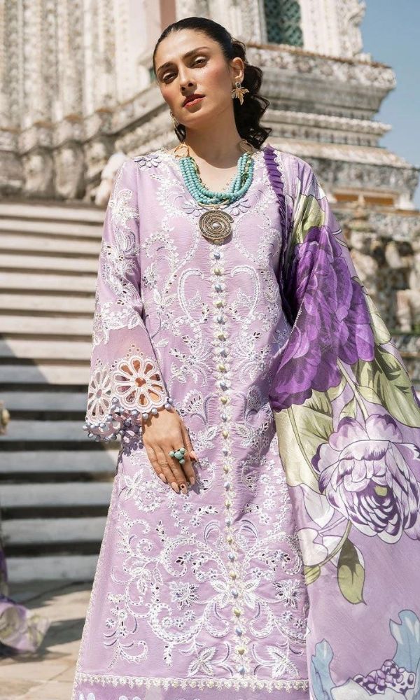 Dhanak 3pc heavy cutwork embroidered suit with woolen dupatta