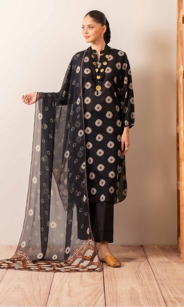 Dhanak 3pc unstitched heavy embroidered suit