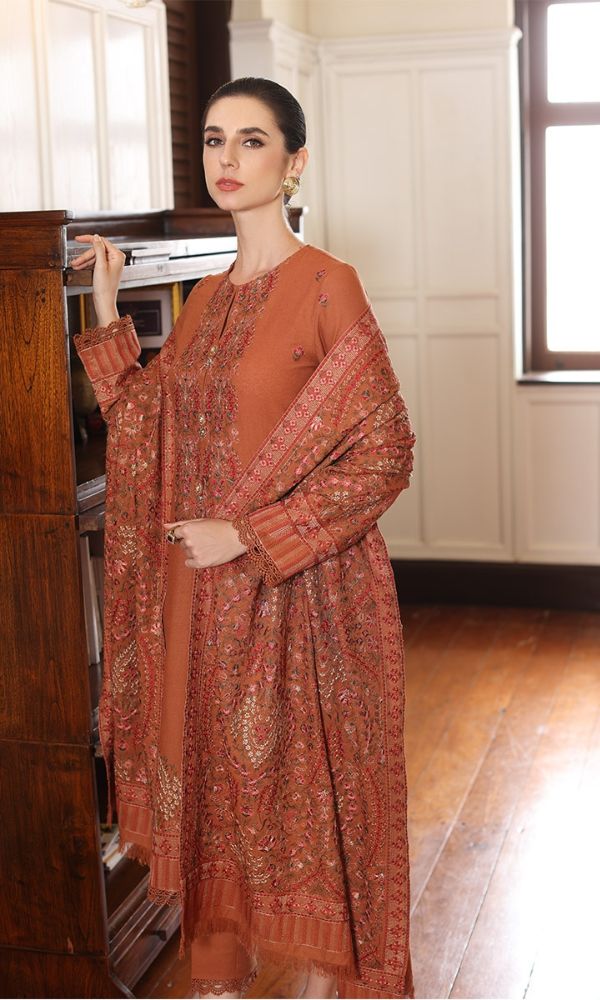 Dhanak 3pc unstitched heavy embroidered suit with fully embroidered shawl
