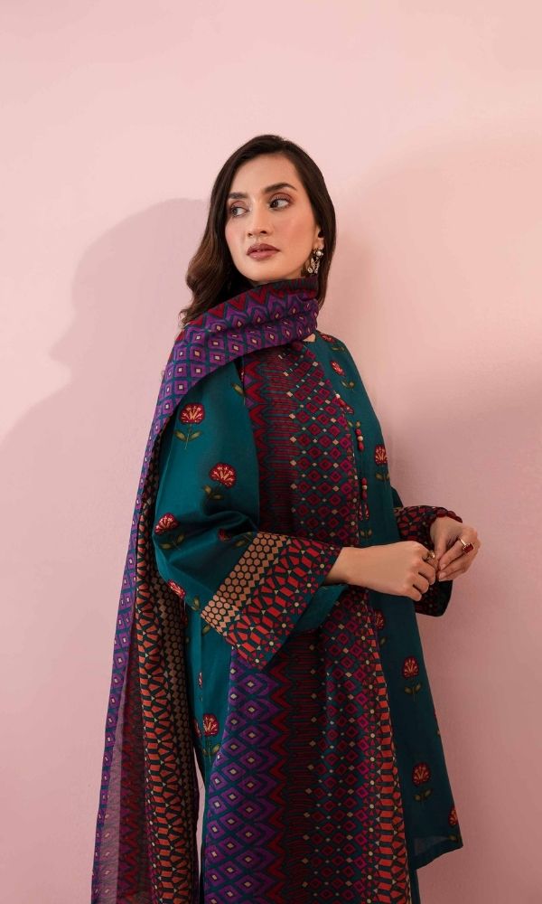 Dhanak 3pc unstitched heavy embroidered suit