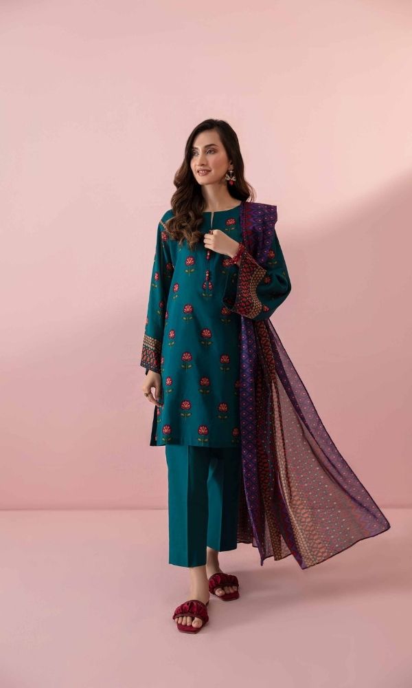 Dhanak 3pc unstitched heavy embroidered suit