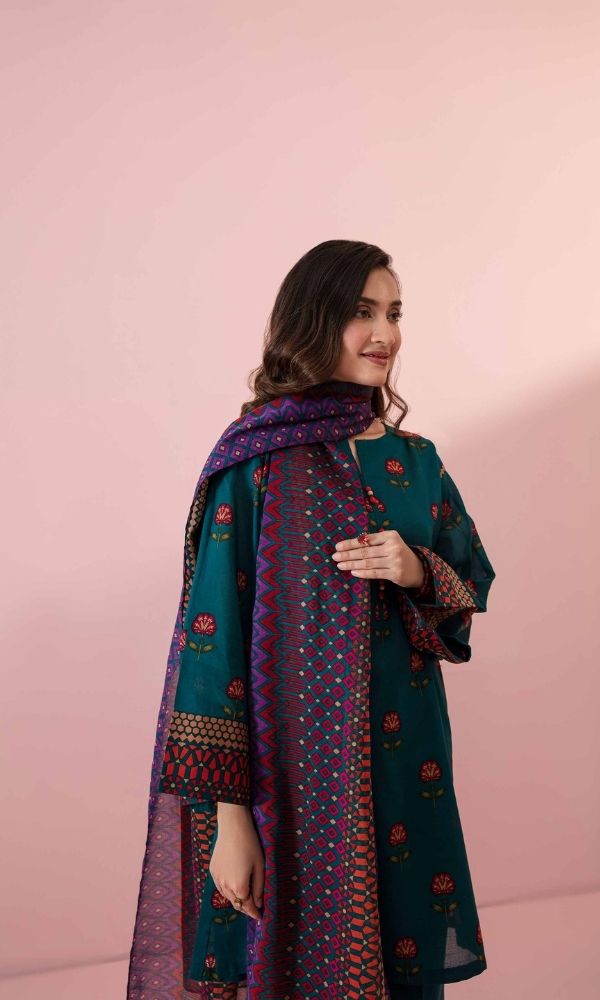Dhanak 3pc unstitched heavy embroidered suit