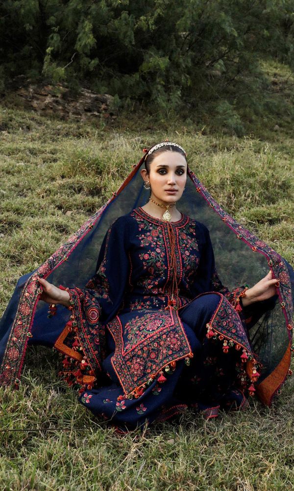 Dhanak 3pc unstitched heavy embroidered suit same embroidered shawl