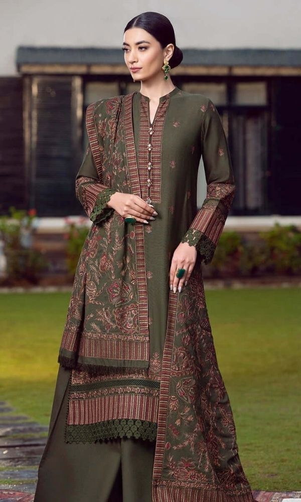 3pc unstitched dhahnak fully embroidered shirt with dhanak embroidered shawl