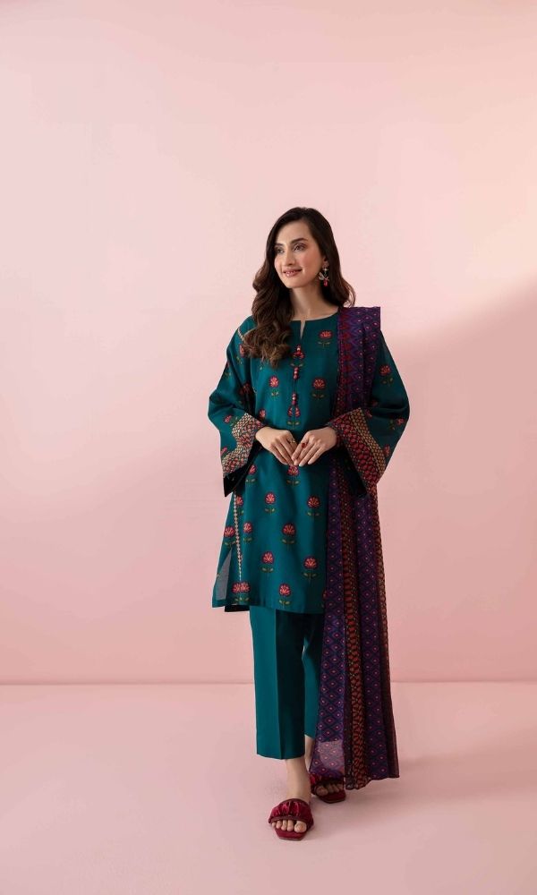 Dhanak 3pc unstitched heavy embroidered suit