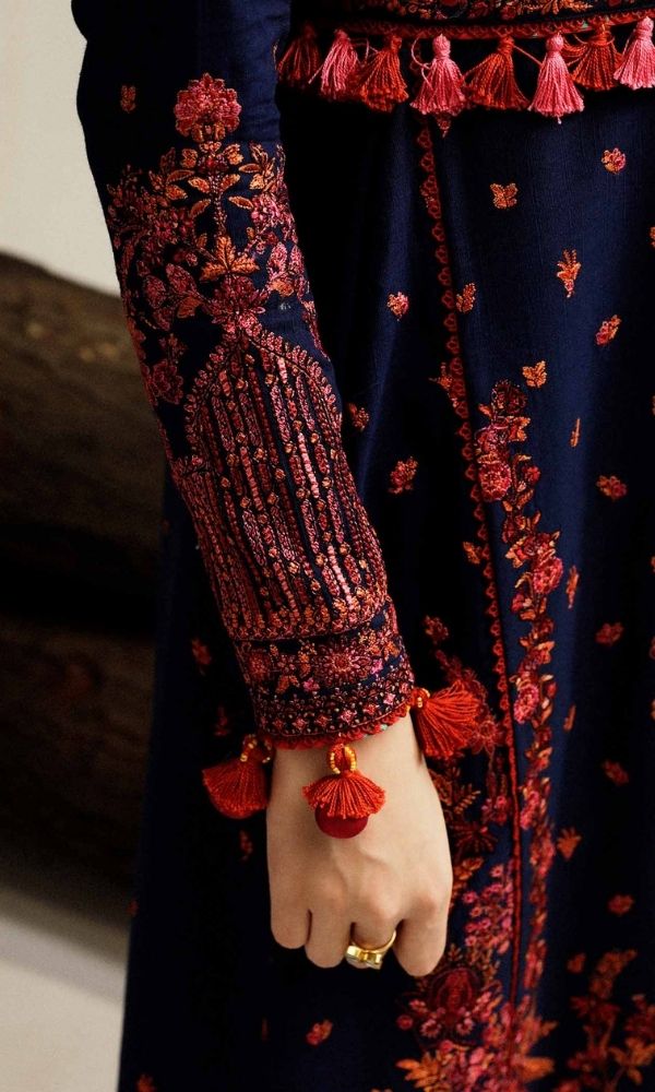 Dhanak 3pc unstitched embroidered suit with digital printed wool shawl