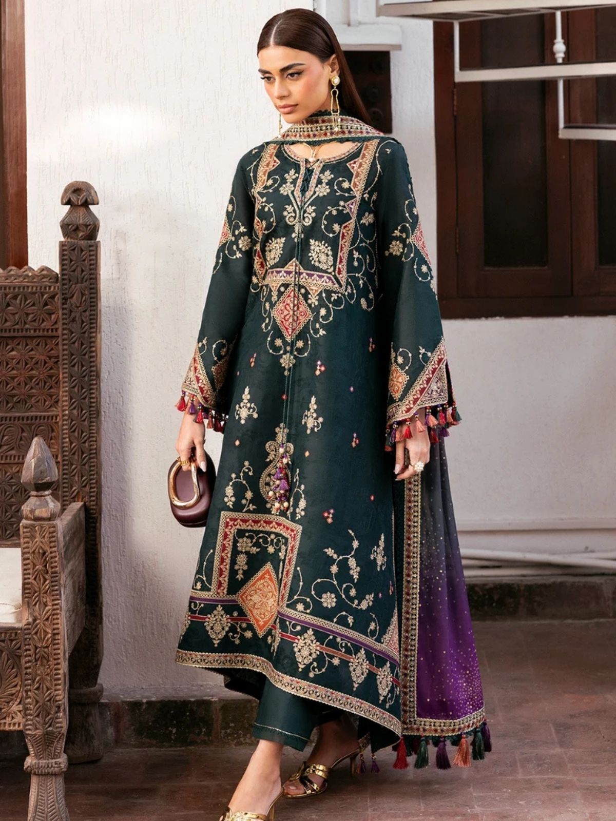 Dhanak 3pc unstitched embroidered winter collection suit