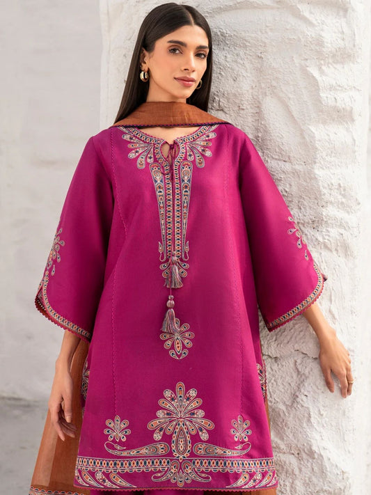 Lawn Full Embroidered Shirt Lawn Embroidered Sleeves Lawn Dyed Trouser Four Sided Printed Embroidered Chiffon Dupatta
