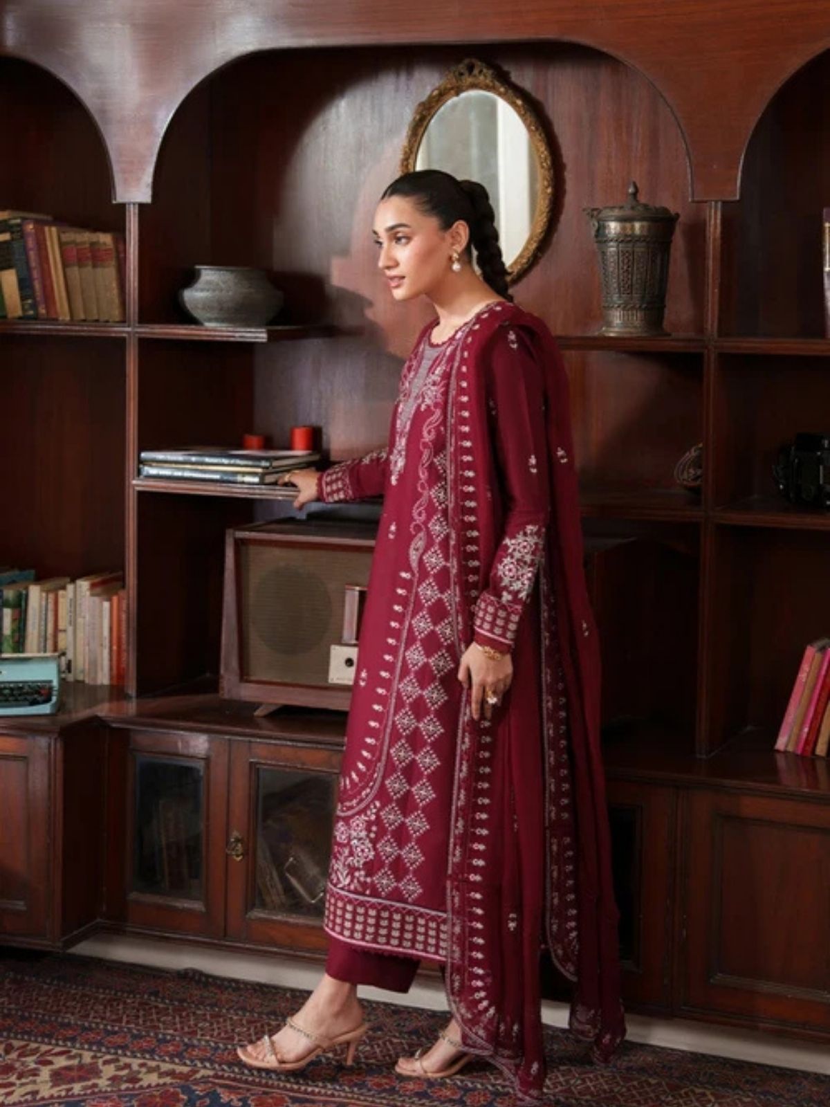 Dhanak 3pc unstitched embroiered winter collection suit