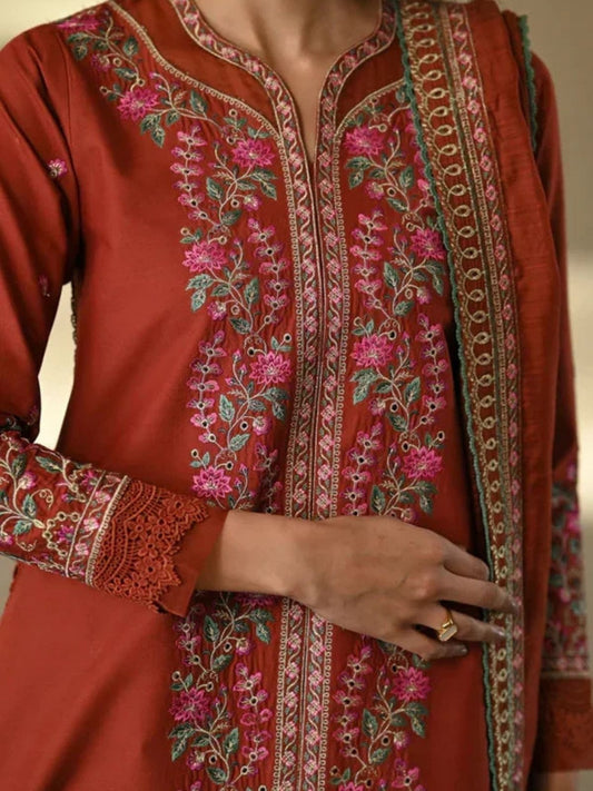 Dhanak 3pc unstitched winter colection embroidered suit