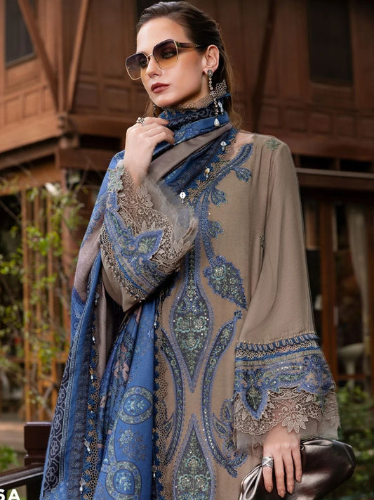 Dhanak 3pc unstitched winter collection embroidered suit