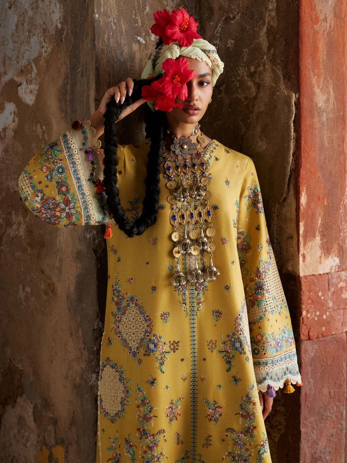 Dhanak 3pc unstitched winter collection embroidered suit