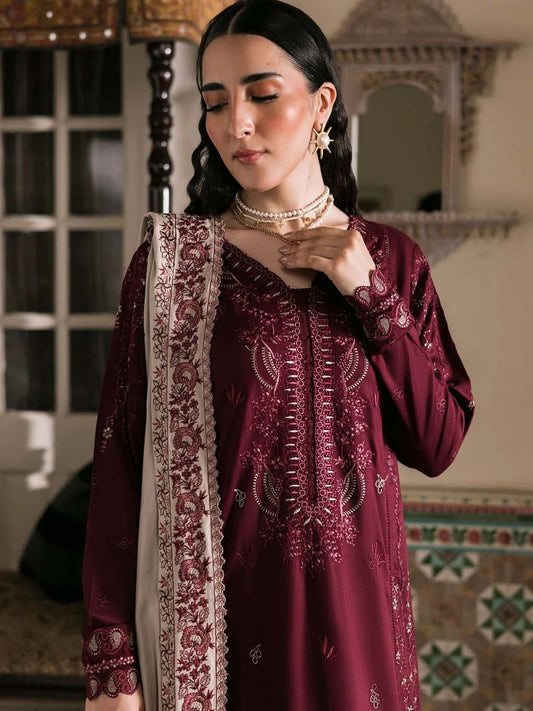 Dhanak 3pc unstitched embroidered winter collection suit