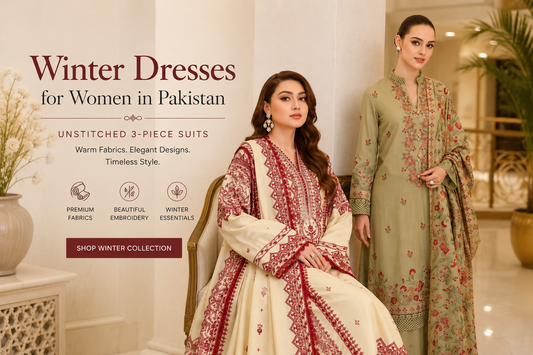 Winter dresses for women in Pakistan - unstitched 3 piece winter suit