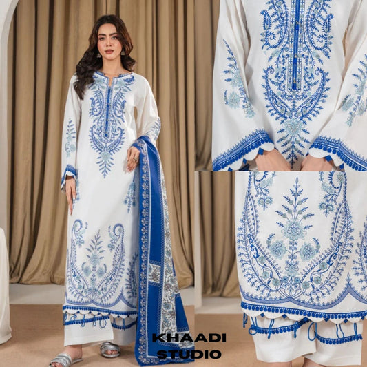 Lawn 3pc unstitched embroiderd summer collection suit
