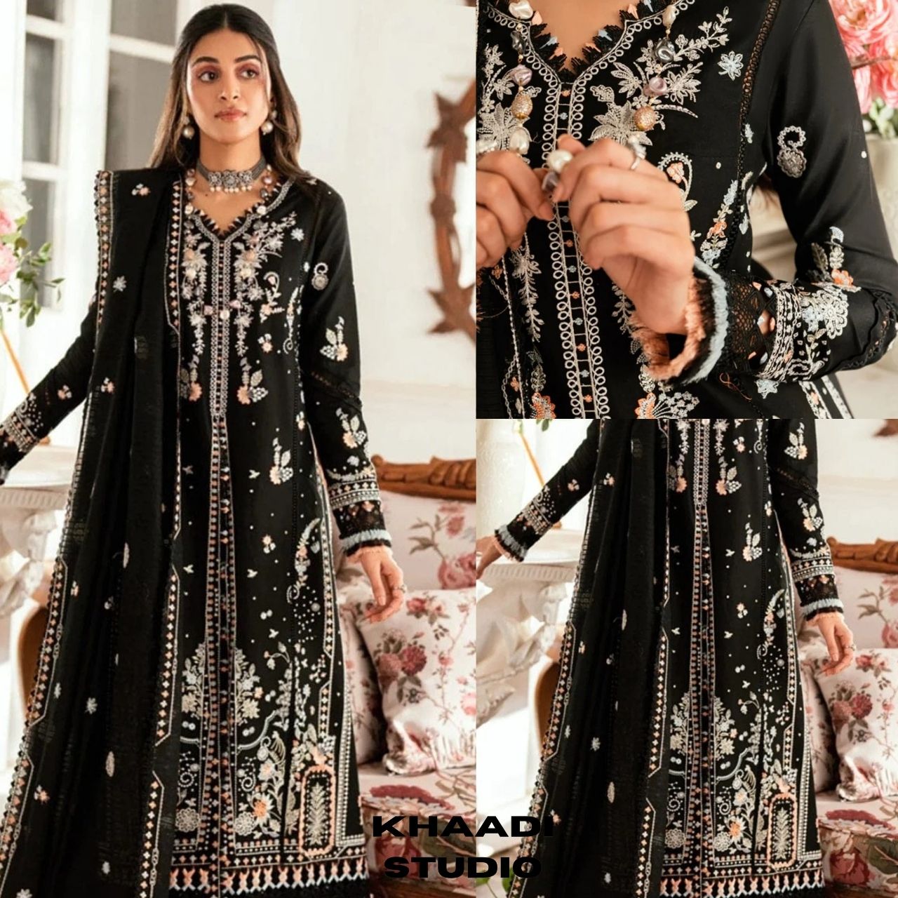 Lawn 3pc usntitched embroiered suit
