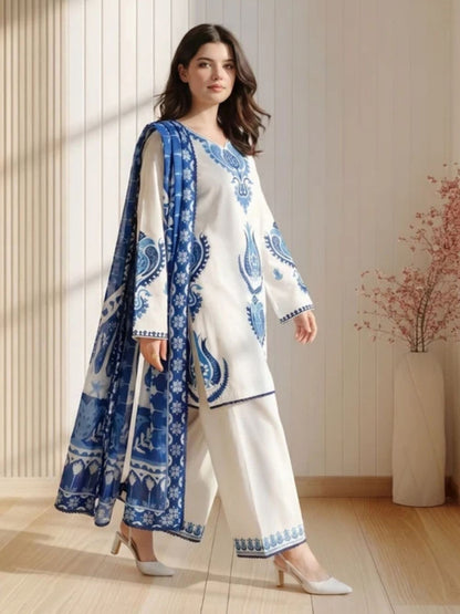 Dhanak 3pc unstitched embroidered winter collection suit