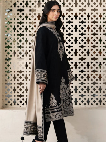 Dhanak 3pc usntitched winter collection embroidered suit