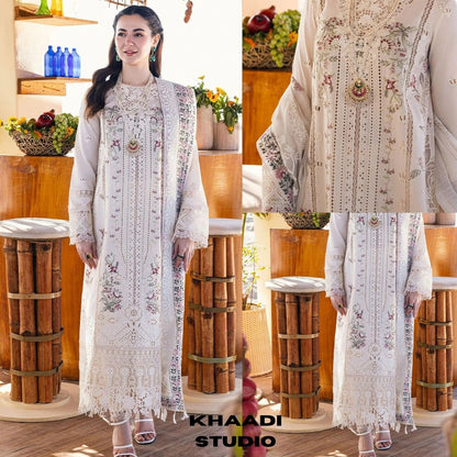 Lawn 3pc unstitched embroidered summer collection suit
