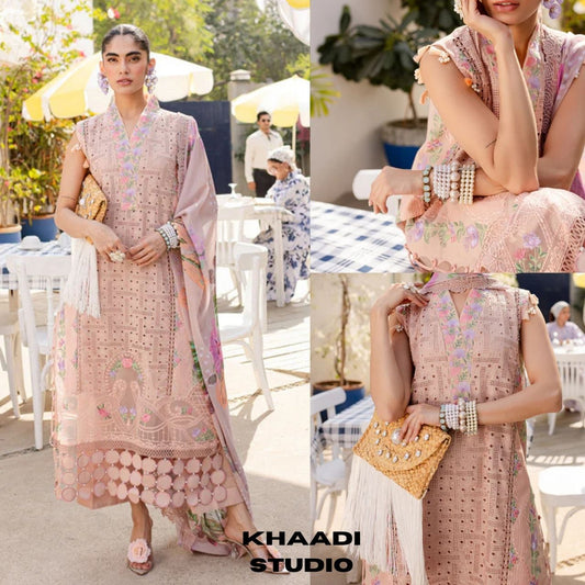 Lawn 3pc unstitched fully embroidered summer collection suit
