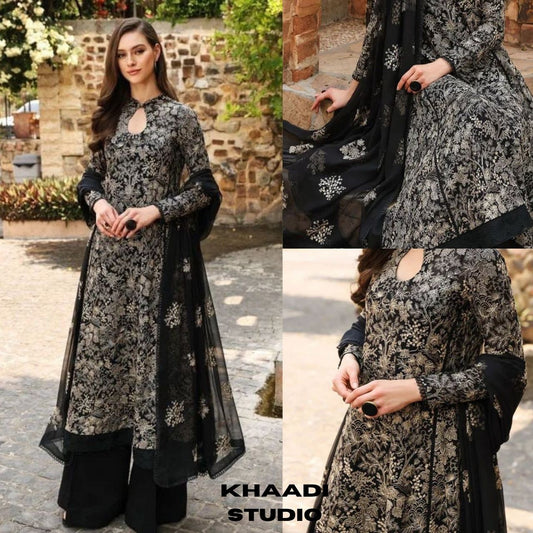 Lawn 3pc unstitched embroidered summer collection suit