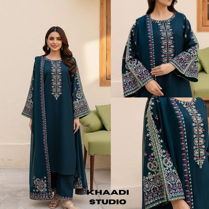 Lawn 3pc unstitched embroidered summer collection suit