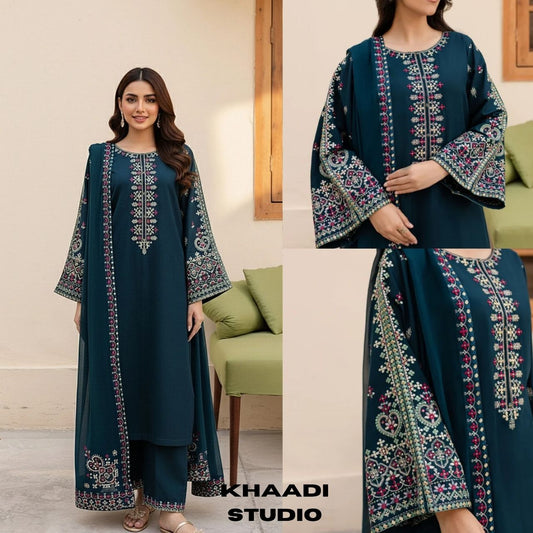 Lawn 3pc unstitched embroidered summer collection suit