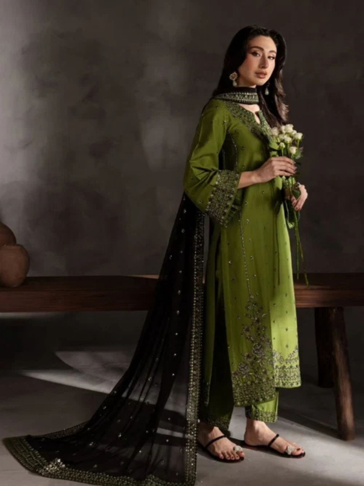 Dhanak 3pc unstitched embroidered winter collection suit