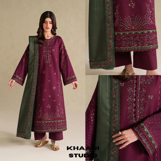 Lawn 3pc unstitched embroidered summer collection suit