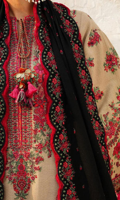 Dhanak 3pc heavy embroidered shirt with embroidered pallu shawl