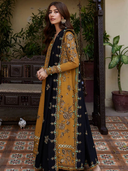 Dhanak 3pc unstitched embroidered winter collection suit