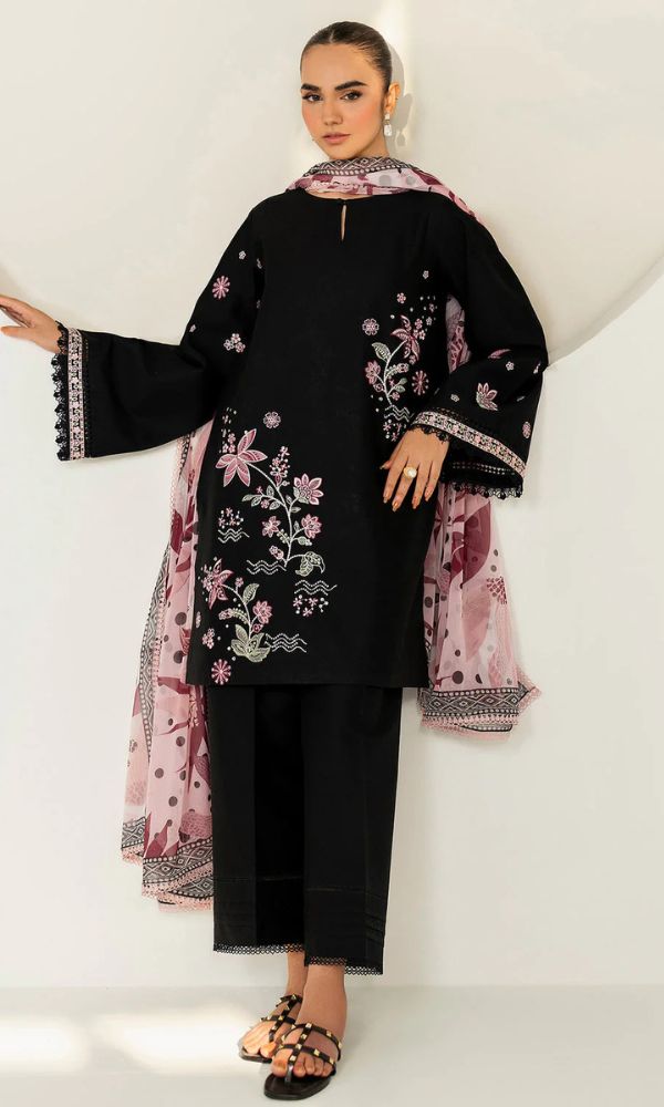 Lawn 3pc unstitched embroidered suit