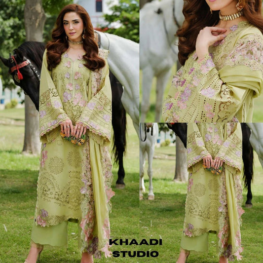 Lawn 3pc unstitched embroidered summer collection suit