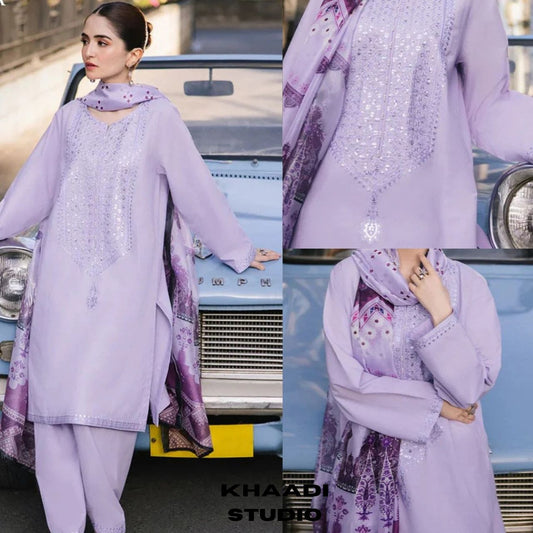 Lawn 3pc unstitched embroidered suit