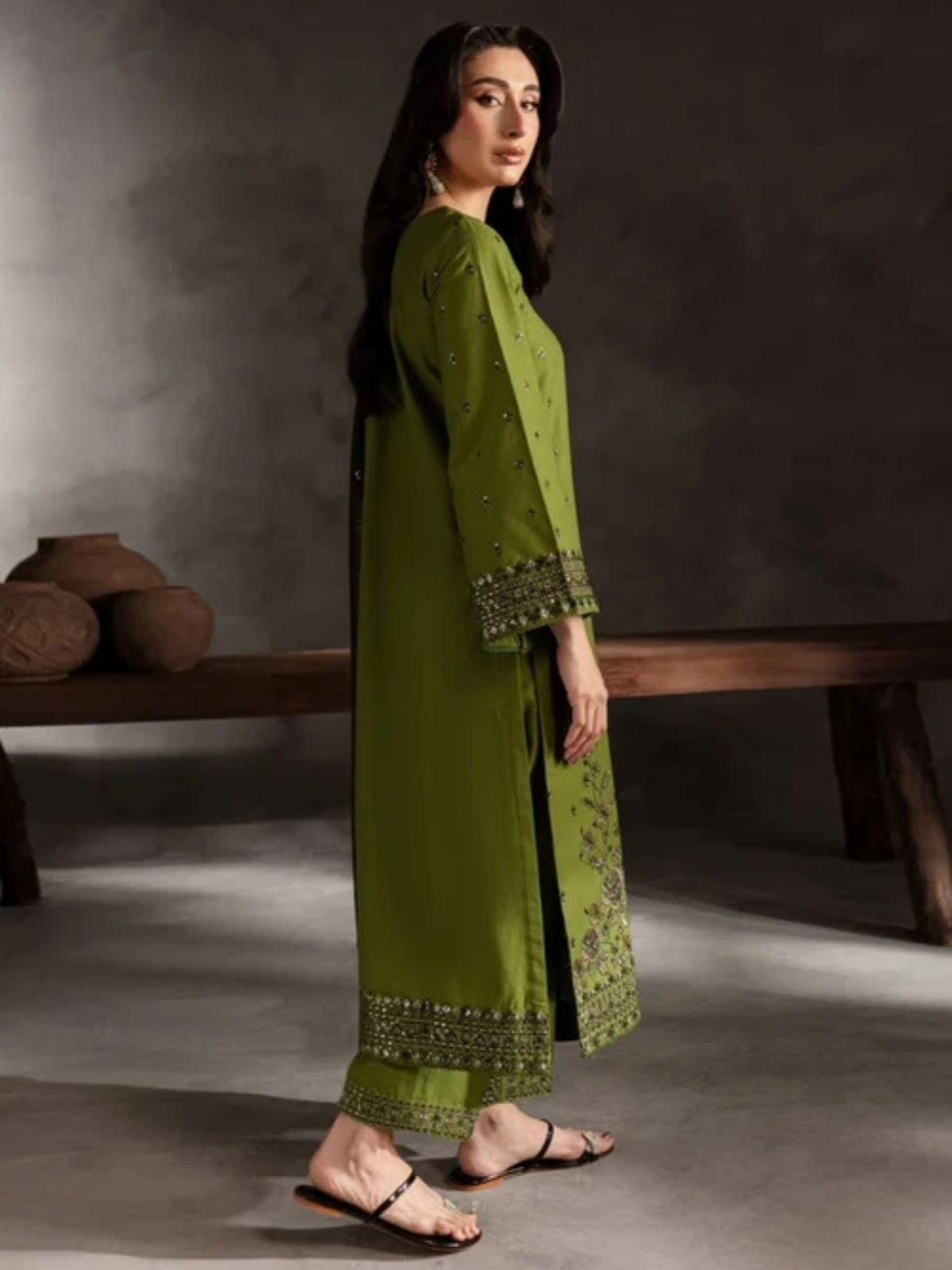 Dhanak 3pc unstitched embroidered winter collection suit